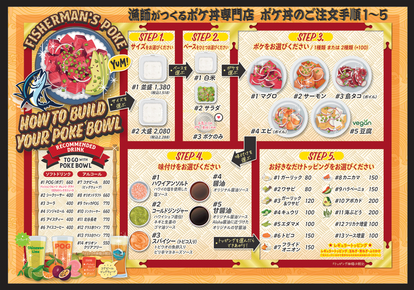 ポキ丼メニュー、ご注文手順